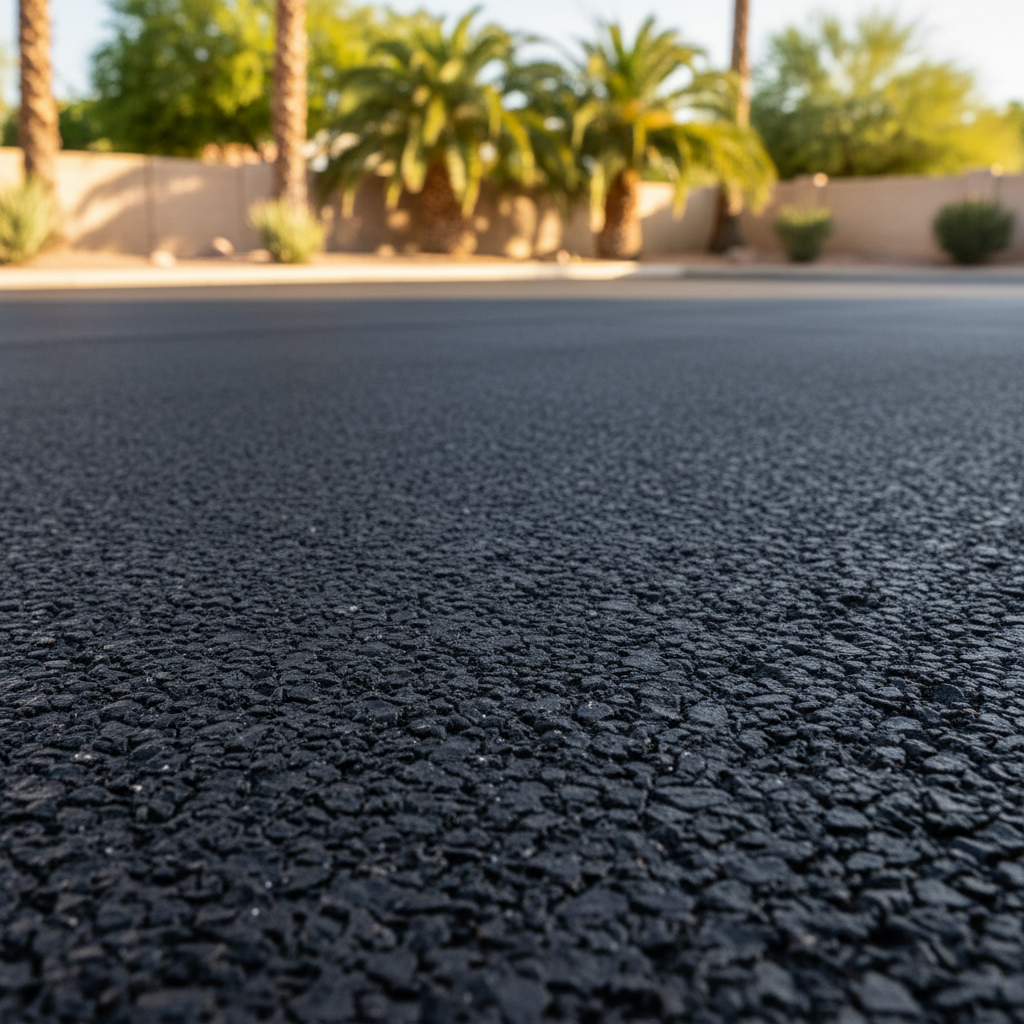 Completed parking lot paving work at a residential property in Mesa, AZ