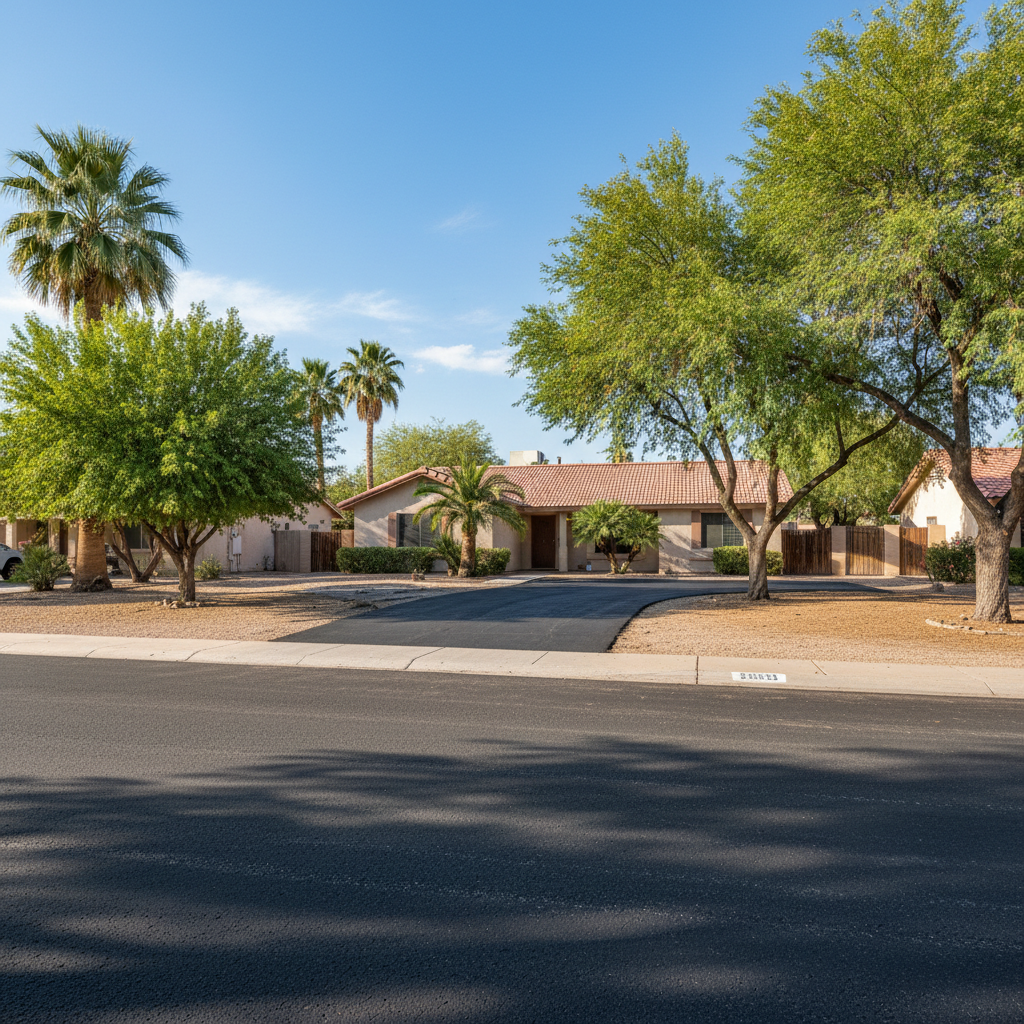 Completed asphalt milling work at a residential property in Phoenix, AZ