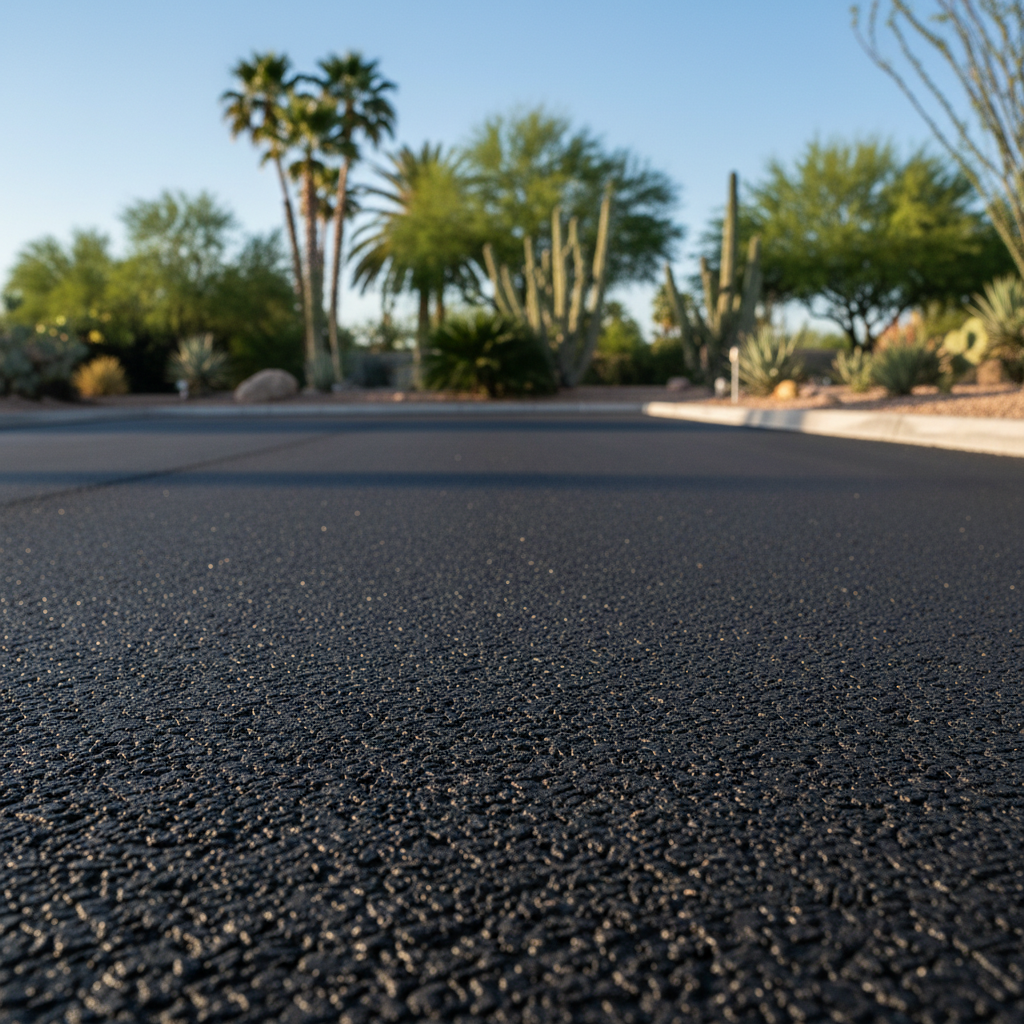 Completed parking lot paving work at a residential property in Phoenix, AZ