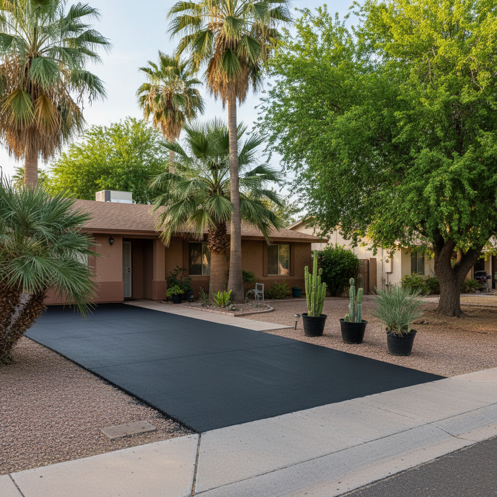 Completed slurry coating work at a residential property in Mesa, AZ