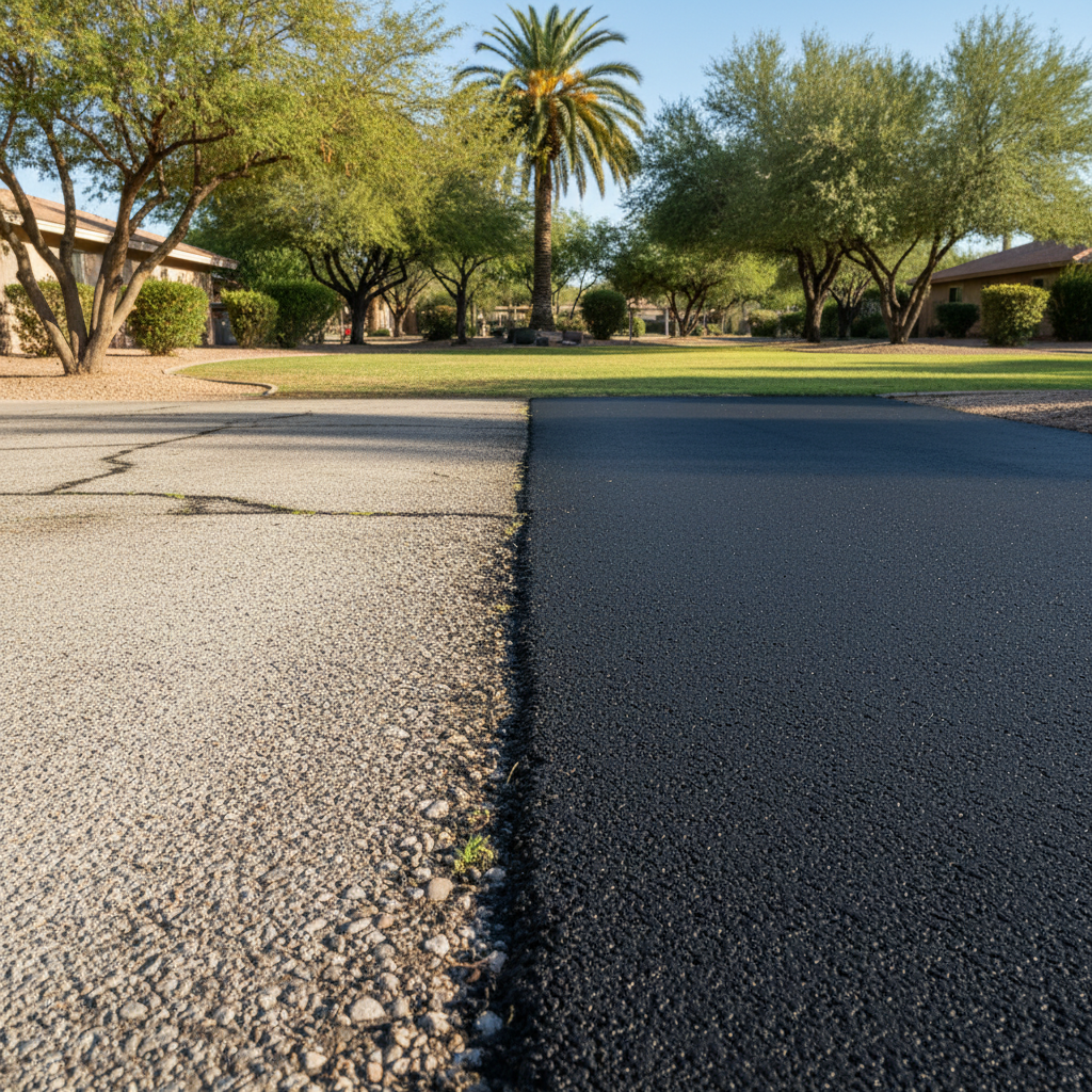 Completed commercial asphalt work at a residential property in Peoria, AZ