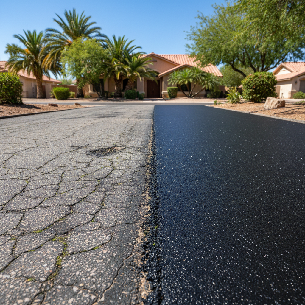 Completed residential asphalt work at a residential property in Phoenix, AZ