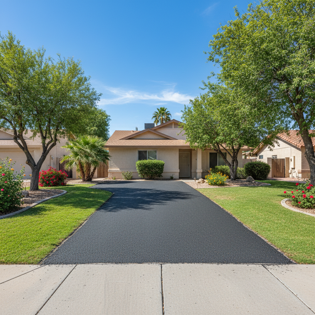 Completed asphalt milling work at a residential property in Phoenix, AZ