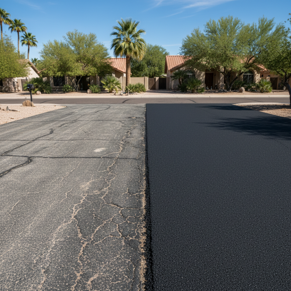 Completed commercial asphalt work at a residential property in Phoenix, AZ