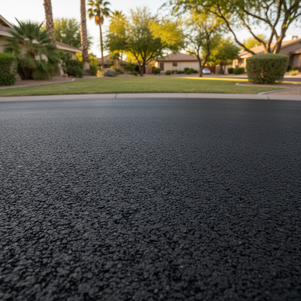 Completed asphalt paving work at a residential property in Phoenix, AZ