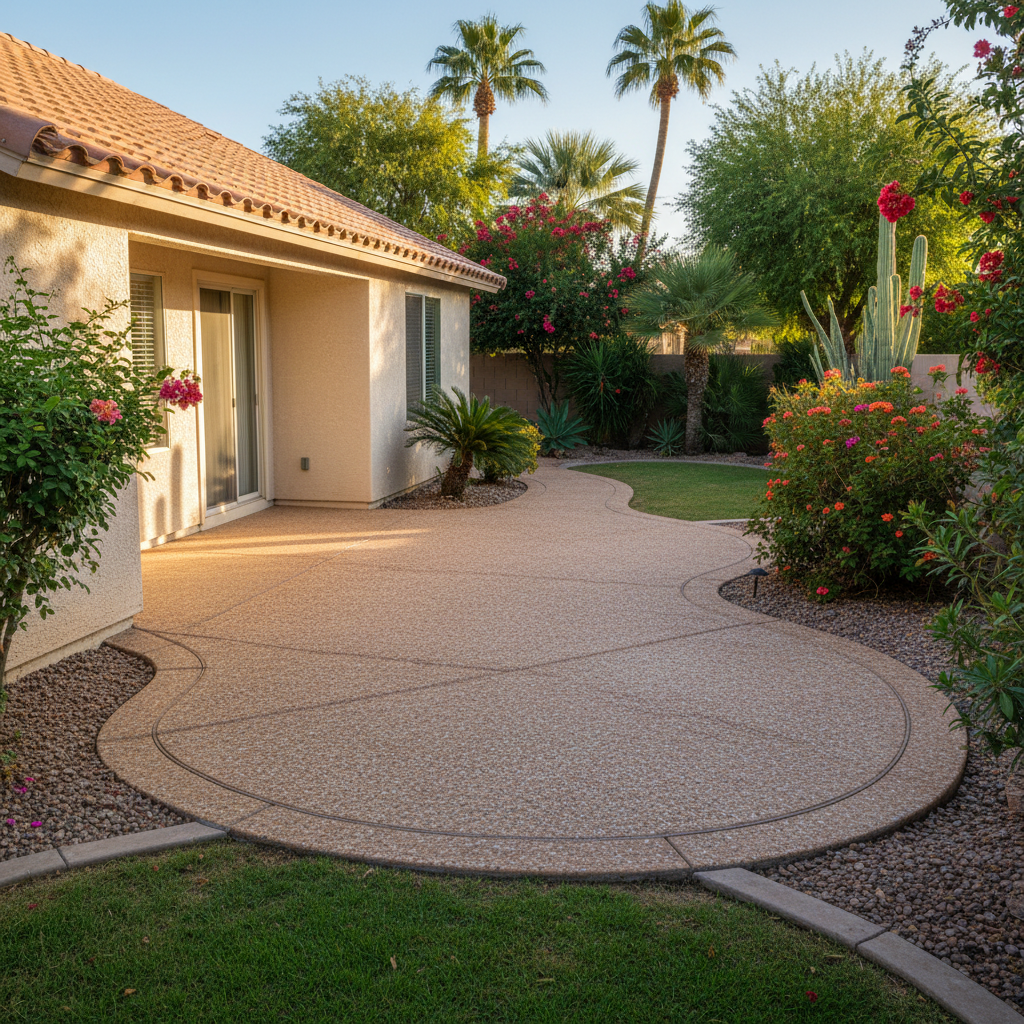 Completed concrete installation work at a residential property in Avondale, AZ