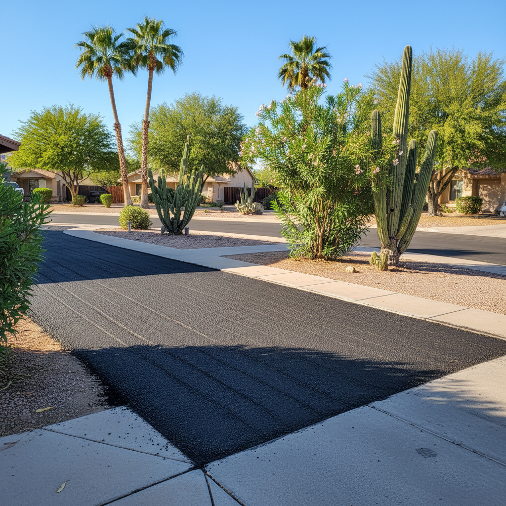 Completed asphalt milling work at a residential property in Phoenix, AZ