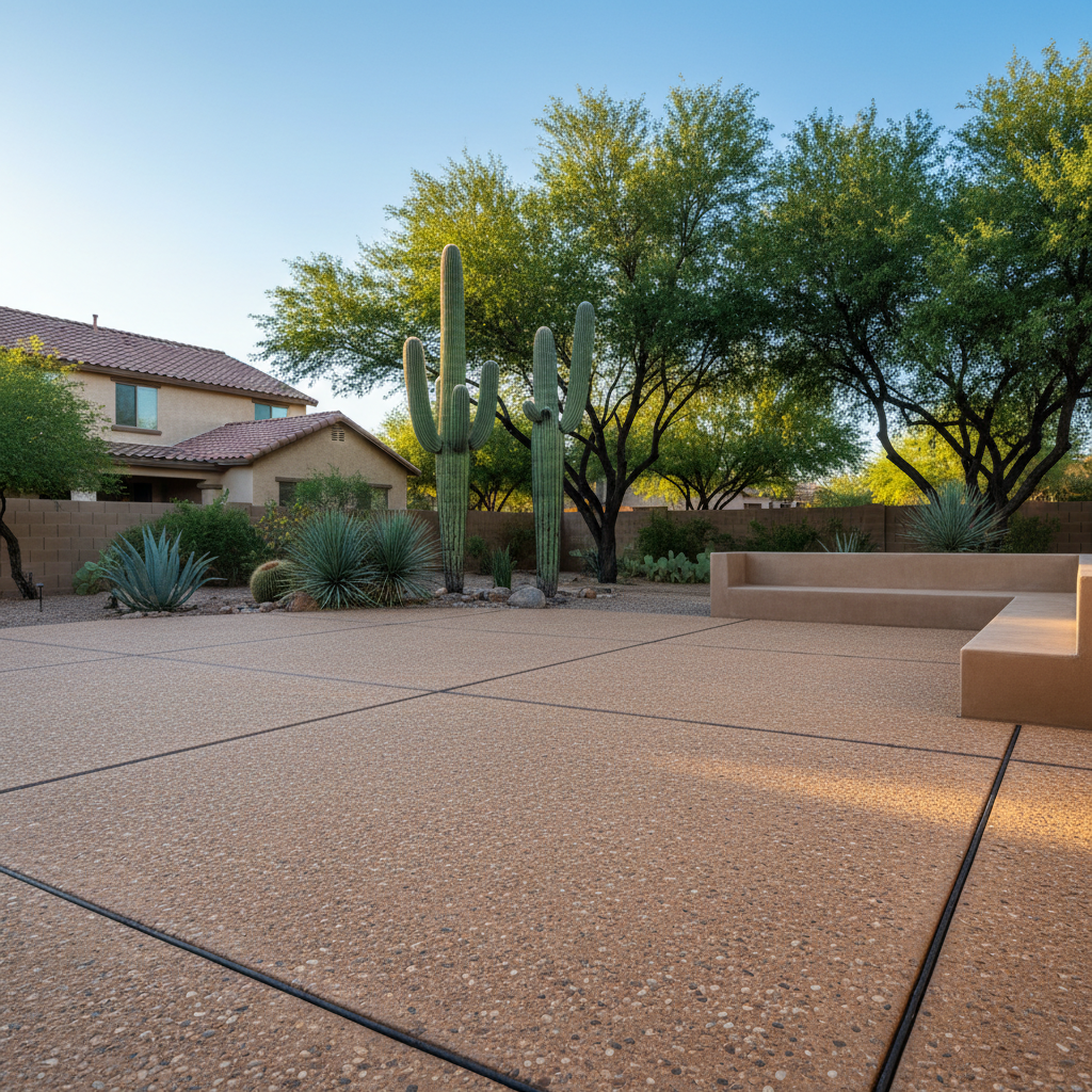 Completed concrete patios work at a residential property in Avondale, AZ