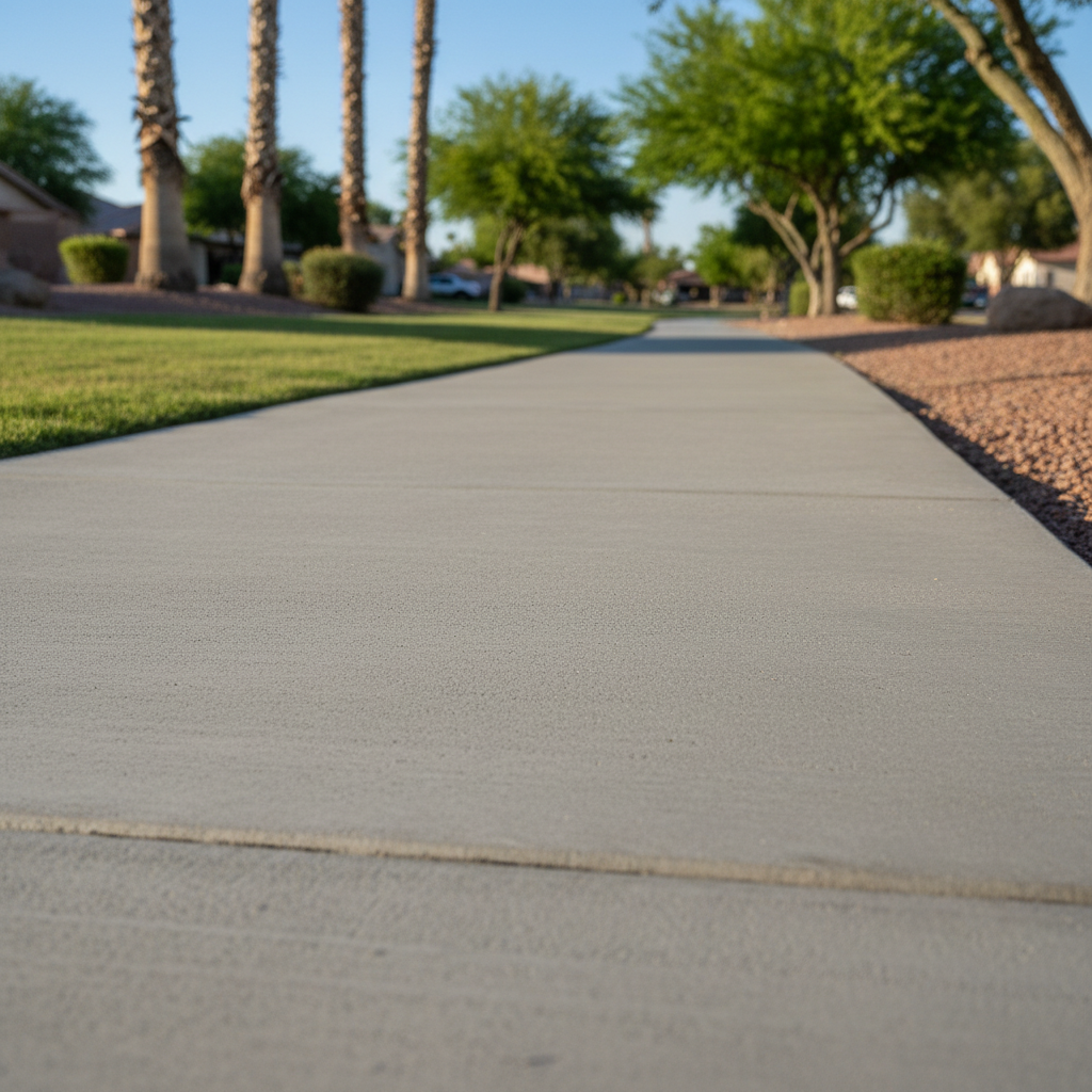 Completed concrete sidewalks work at a residential property in Glendale, AZ