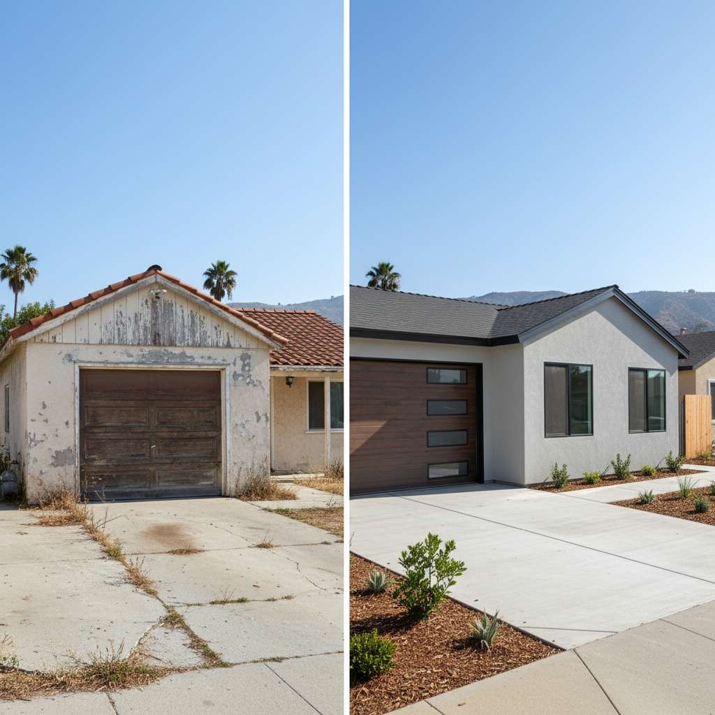 Completed garage conversion work at a residential property in Santa Ana, CA