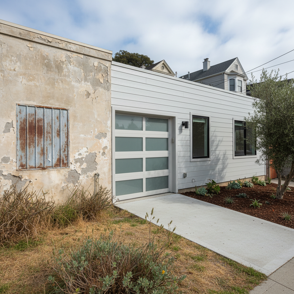 Completed garage conversion work at a residential property in San Francisco, CA
