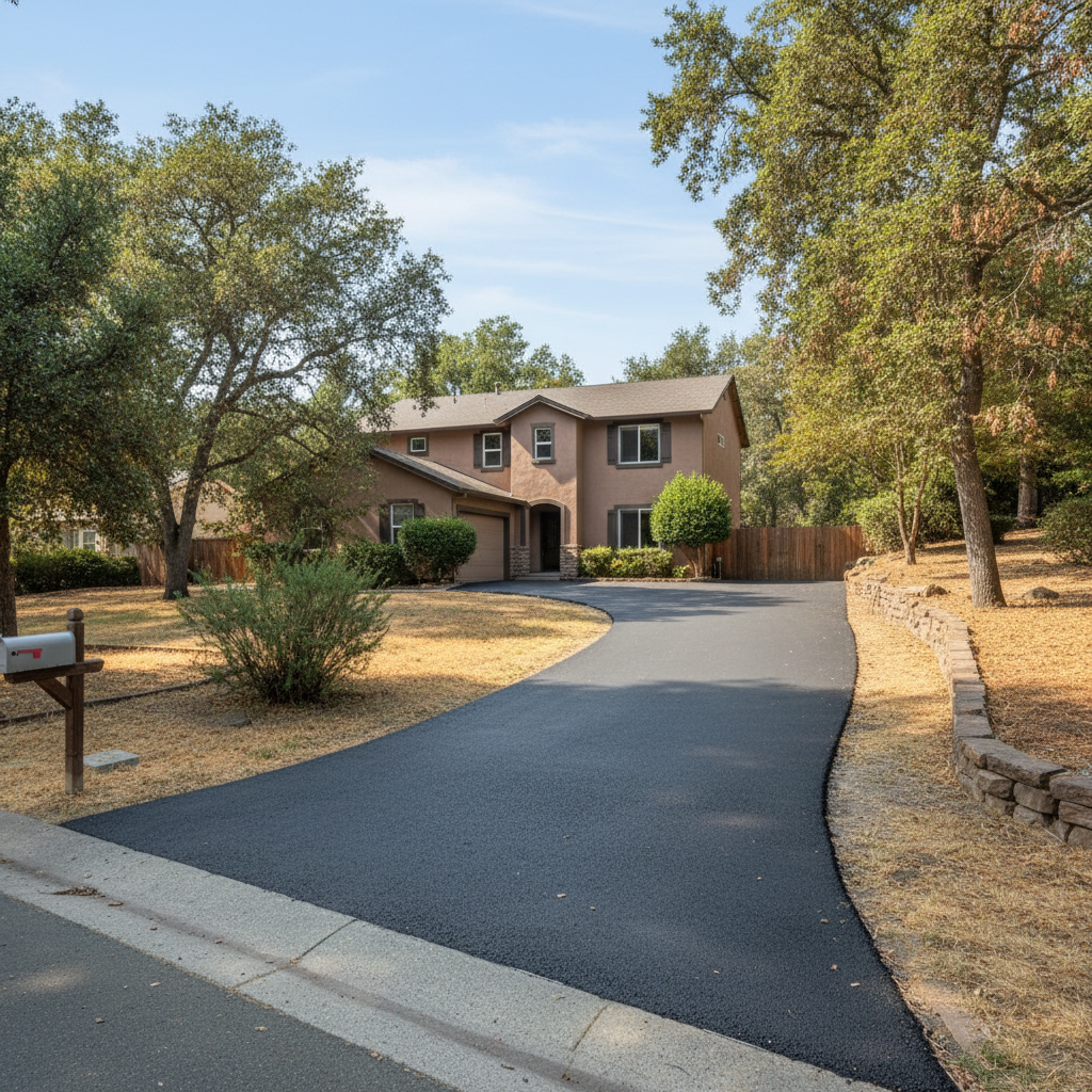 Completed residential asphalt work at a residential property in Chico, CA