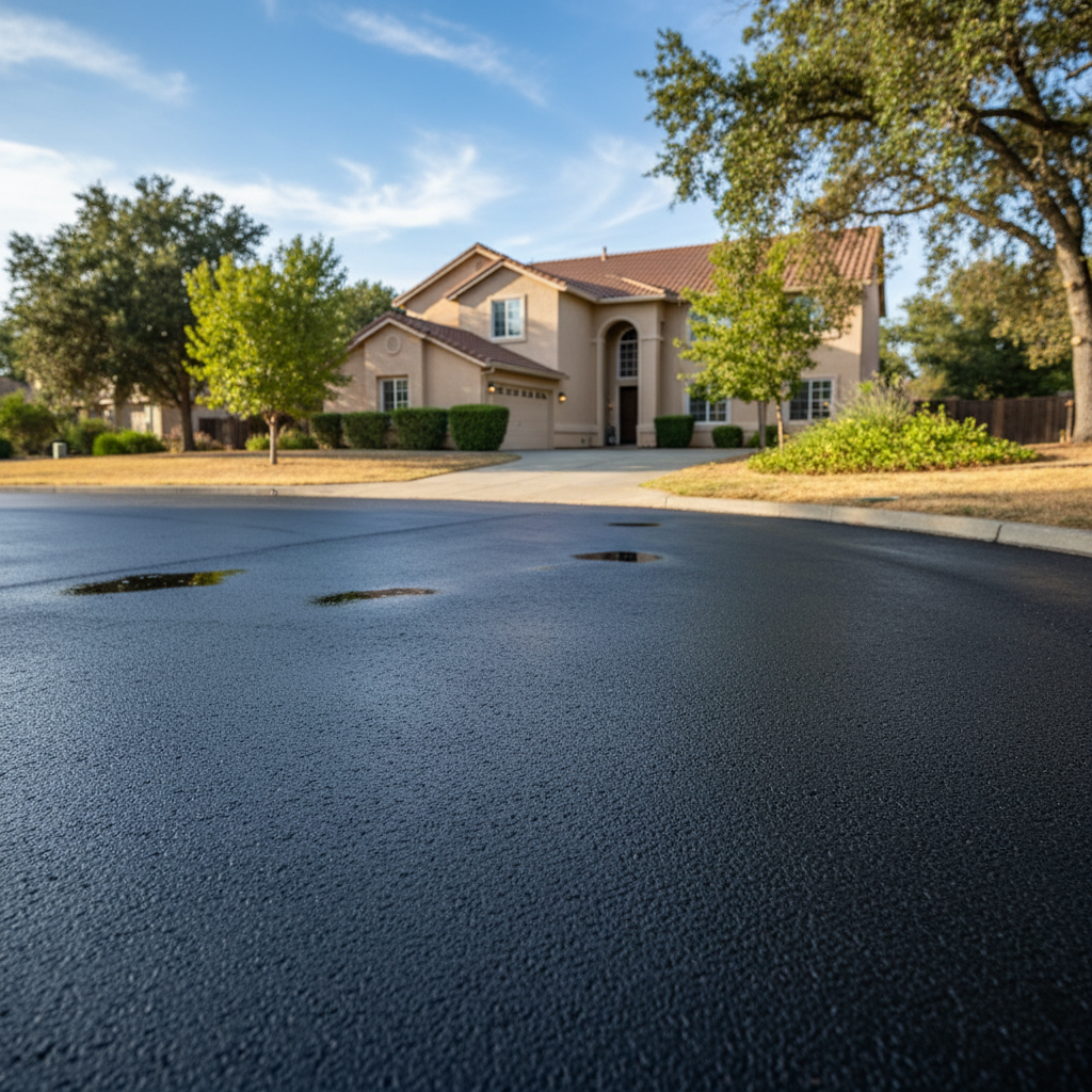 Completed driveway paving work at a residential property in Chico, CA