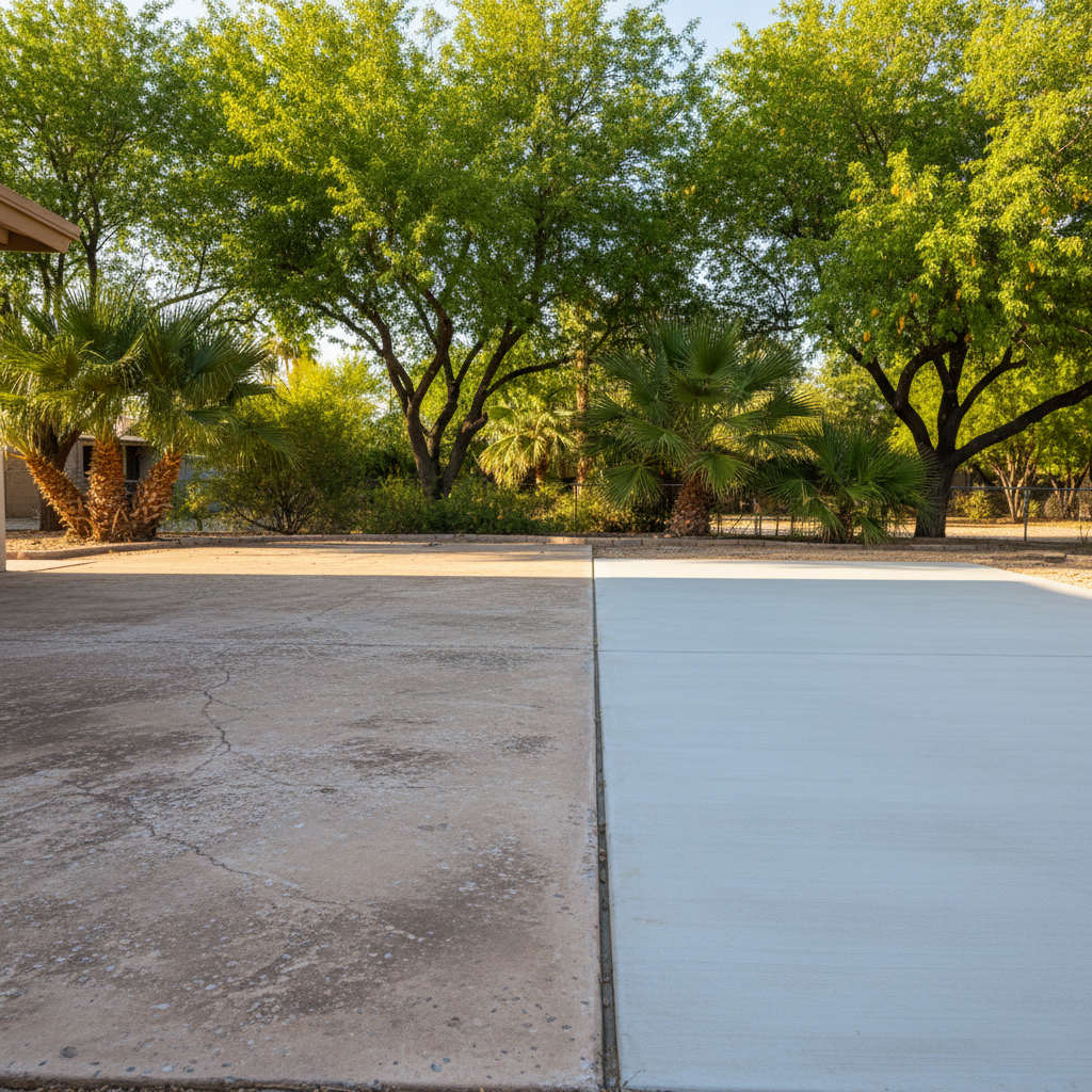 Completed concrete repair work at a residential property in Coolidge, AZ