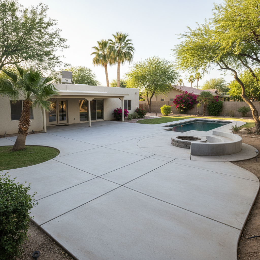 Completed concrete patios work at a residential property in Coolidge, AZ
