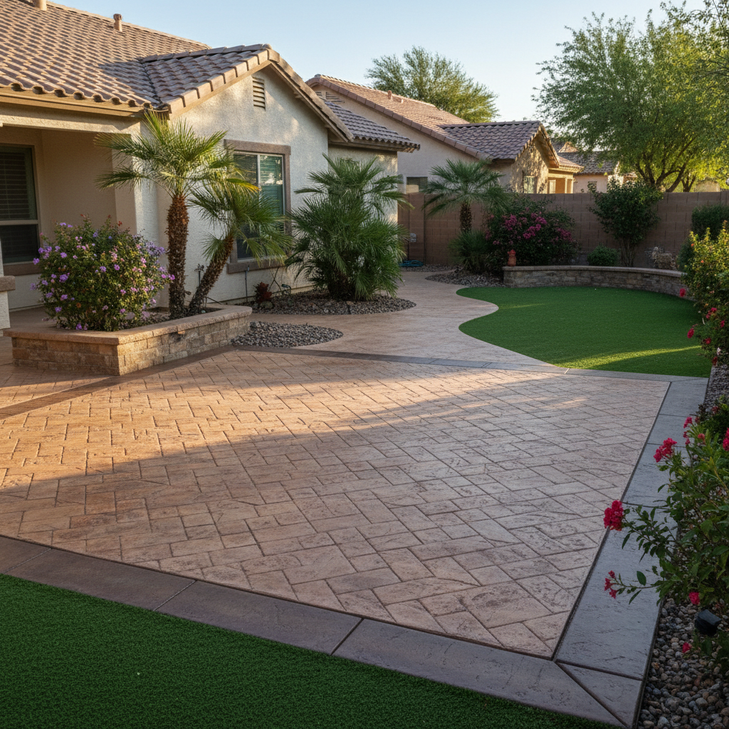 Completed decorative concrete work at a residential property in Glendale, AZ
