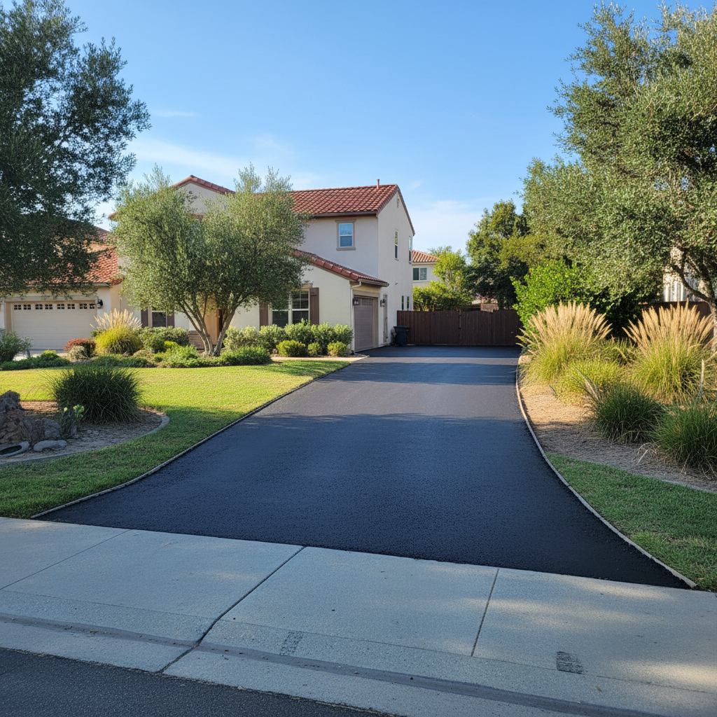 Completed residential asphalt work at a residential property in Chico, CA