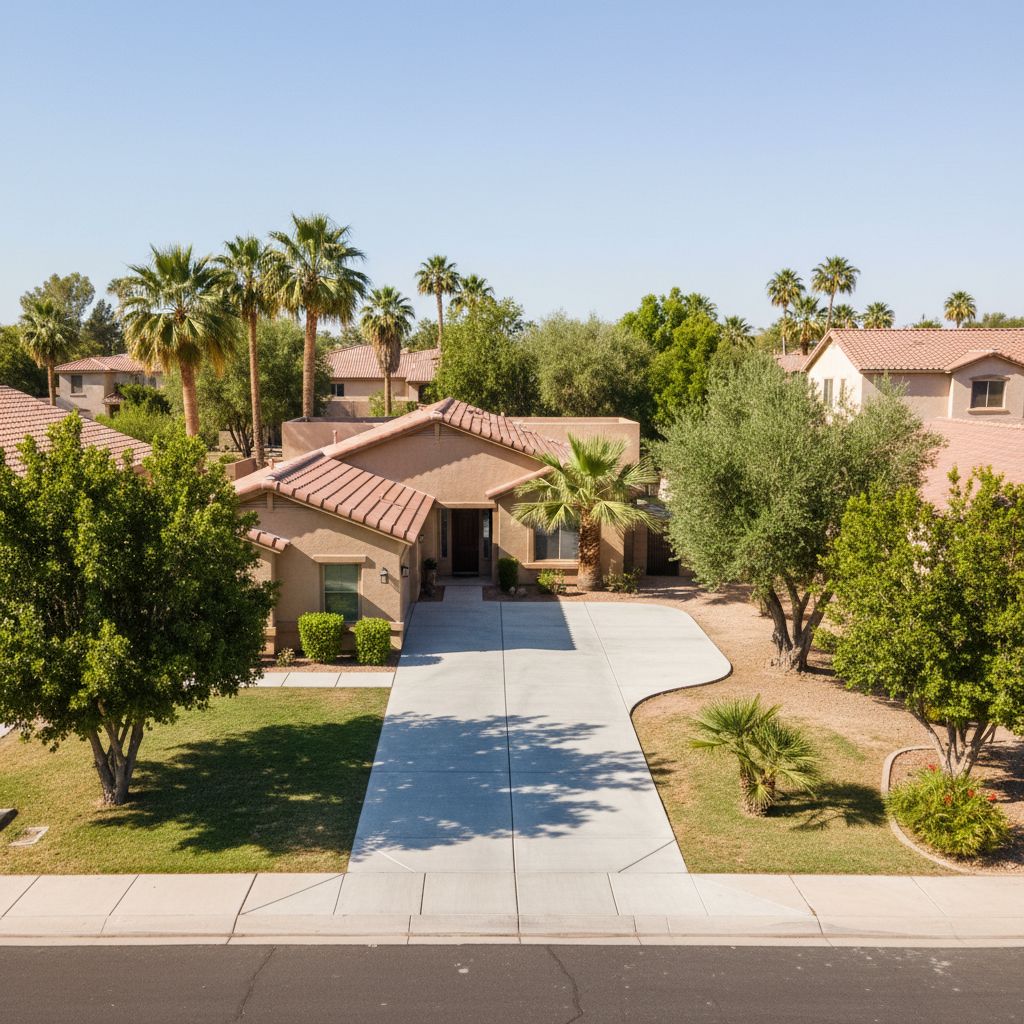 Completed concrete flatwork work at a residential property in Glendale, AZ