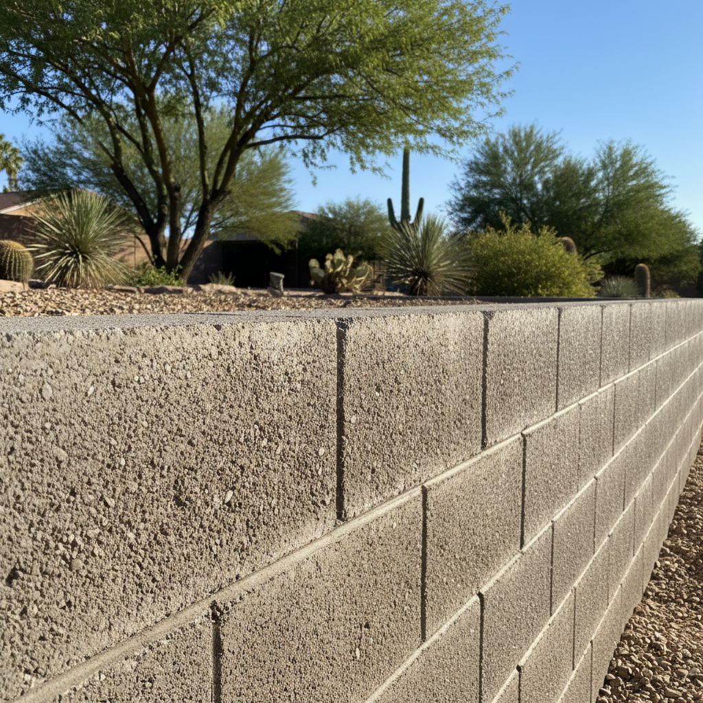 Completed concrete retaining walls work at a residential property in Coolidge, AZ