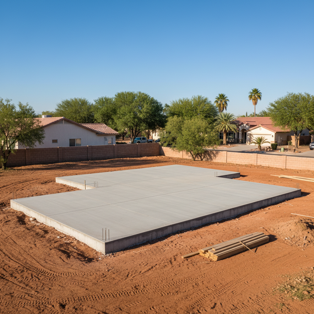 Completed concrete foundations work at a residential property in Coolidge, AZ