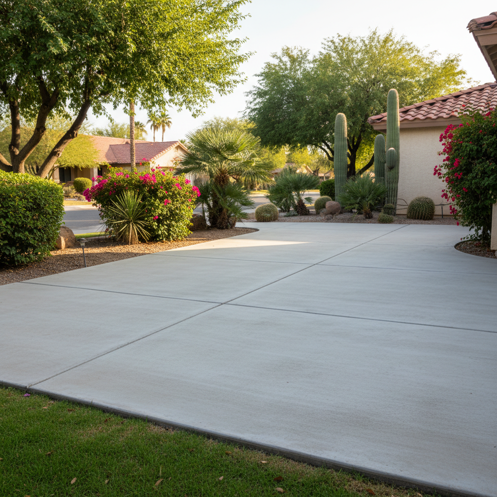 Completed concrete installation work at a residential property in Glendale, AZ