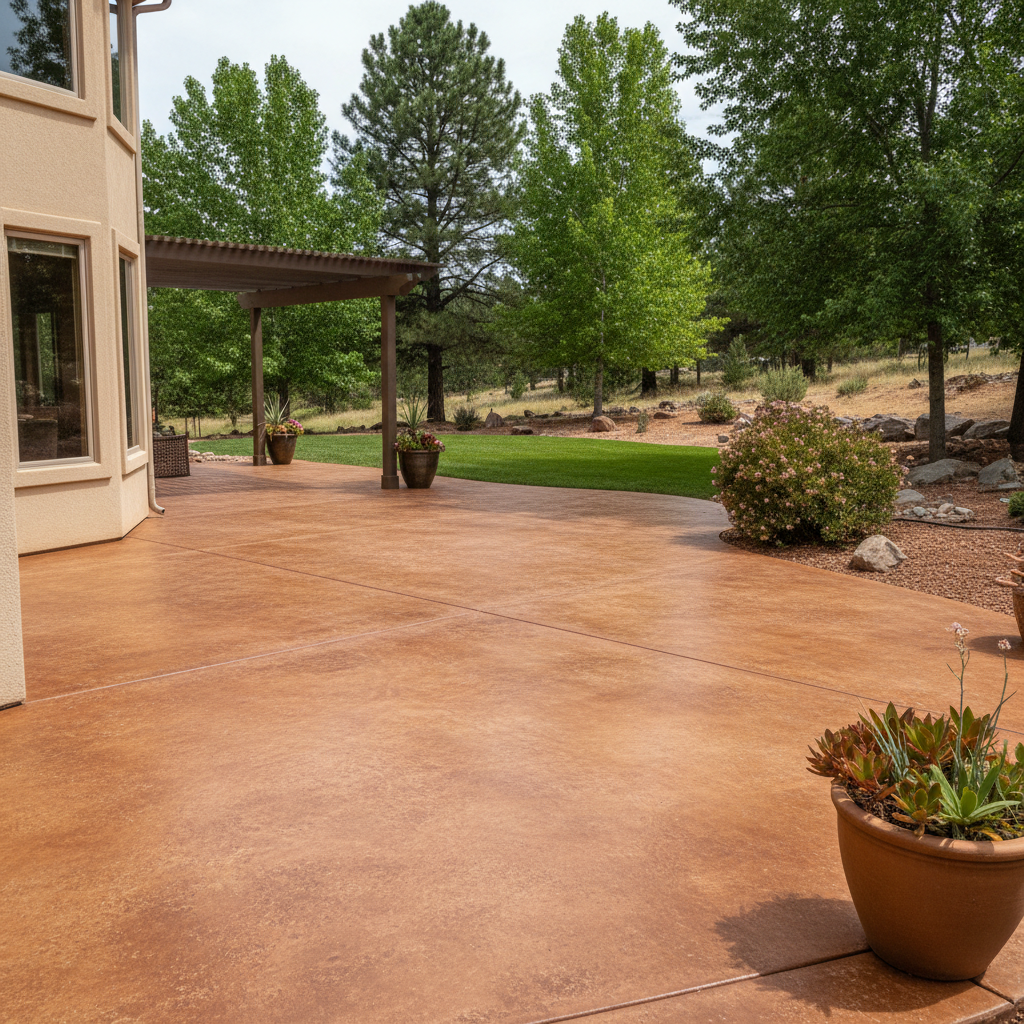 Completed concrete staining work at a residential property in Flagstaff, AZ