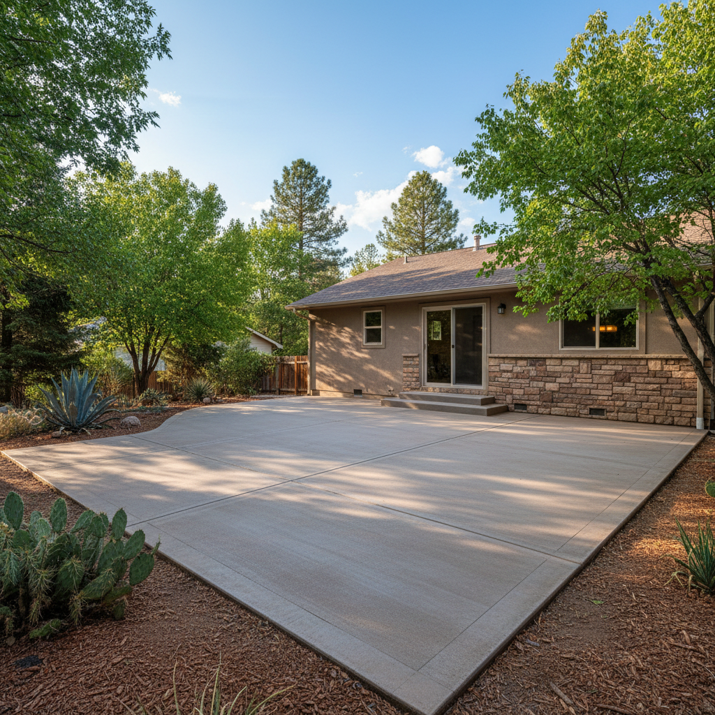 Completed concrete patios work at a residential property in Flagstaff, AZ