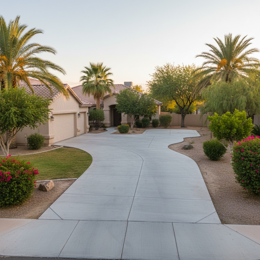 Completed concrete flatwork work at a residential property in Laveen Village, AZ