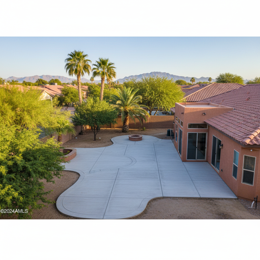 Completed concrete patios work at a residential property in Laveen Village, AZ