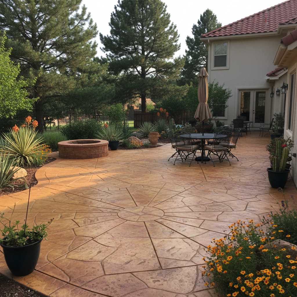 Completed concrete patios work at a residential property in Flagstaff, AZ