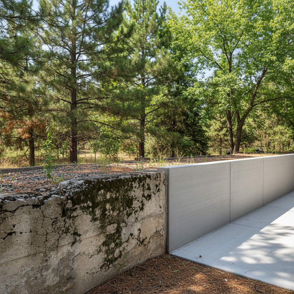Completed concrete retaining walls work at a residential property in Flagstaff, AZ