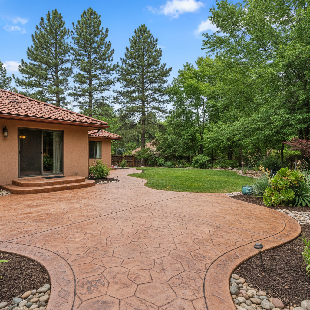 Completed decorative concrete work at a residential property in Flagstaff, AZ