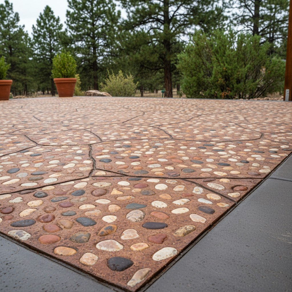 Completed decorative concrete work at a residential property in Flagstaff, AZ