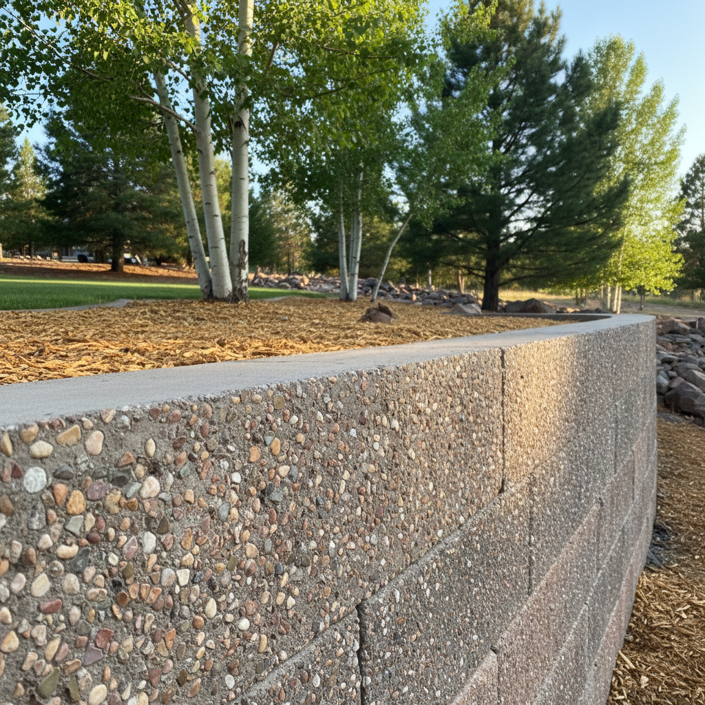 Completed concrete retaining walls work at a residential property in Flagstaff, AZ