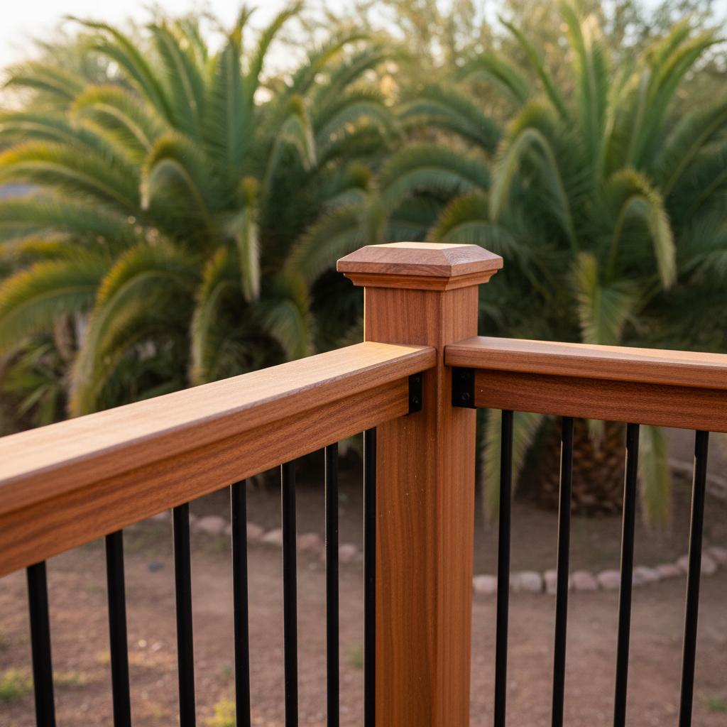 Completed deck railing installation work at a residential property in Tempe, AZ