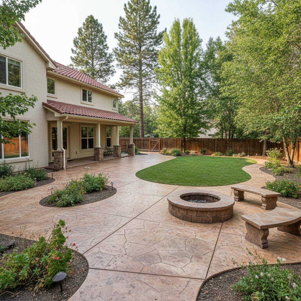 Completed decorative concrete work at a residential property in Flagstaff, AZ