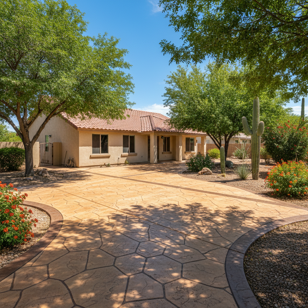 Completed concrete installation work at a residential property in Bullhead City, AZ