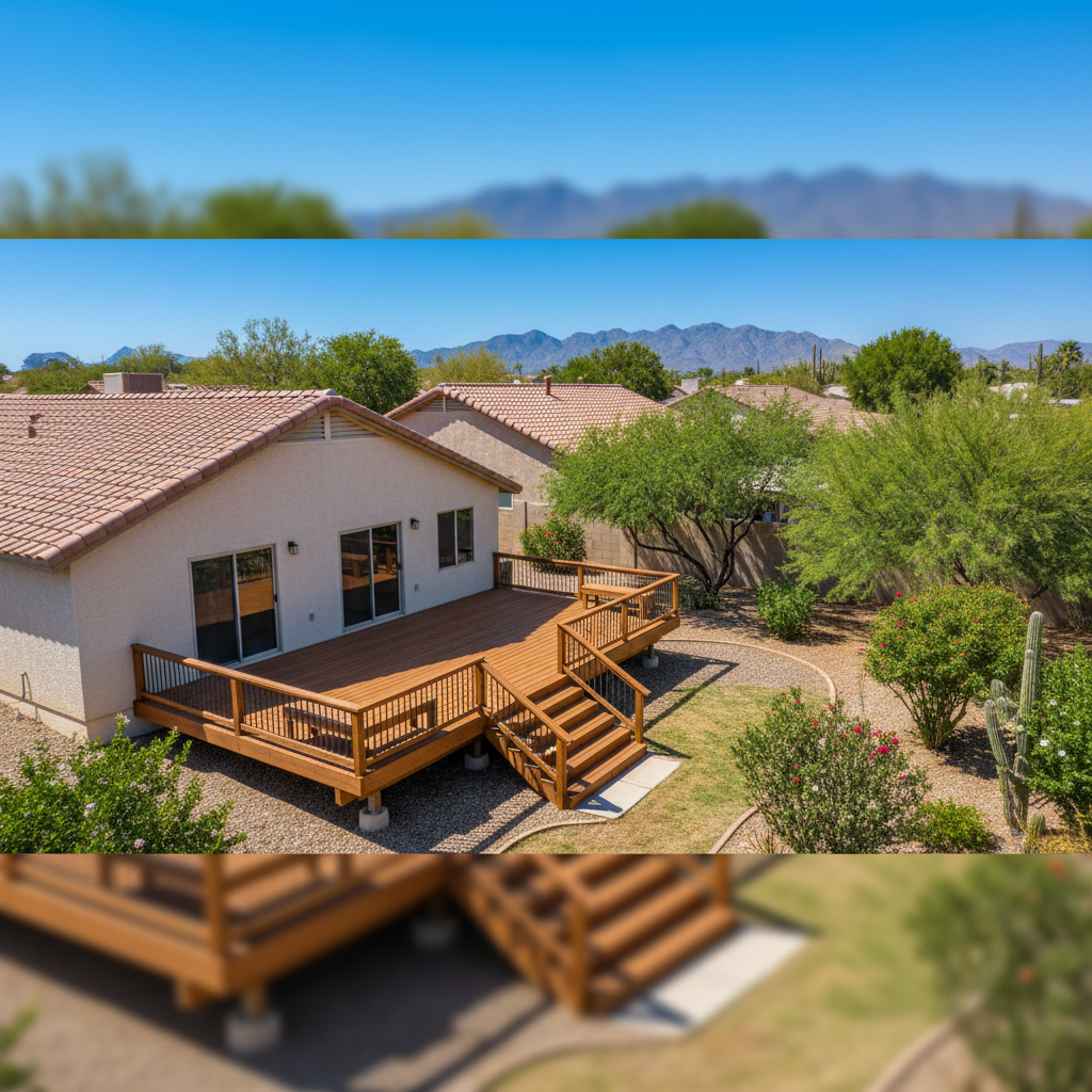 Completed deck construction work at a residential property in Tempe, AZ