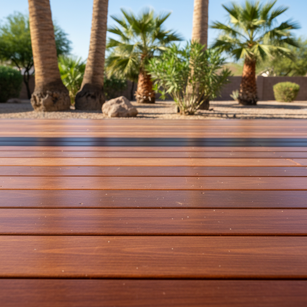 Completed wooden decks work at a residential property in Tempe, AZ