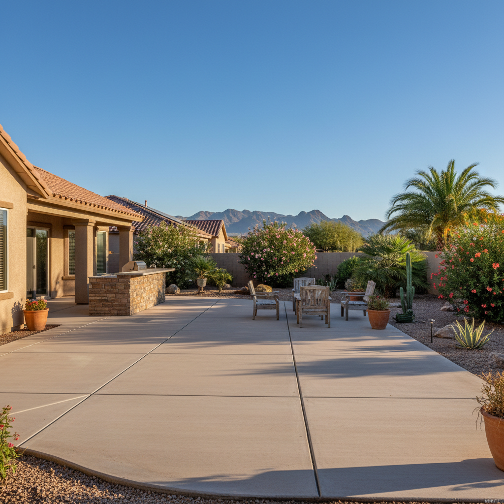 Completed concrete patios work at a residential property in Bullhead City, AZ