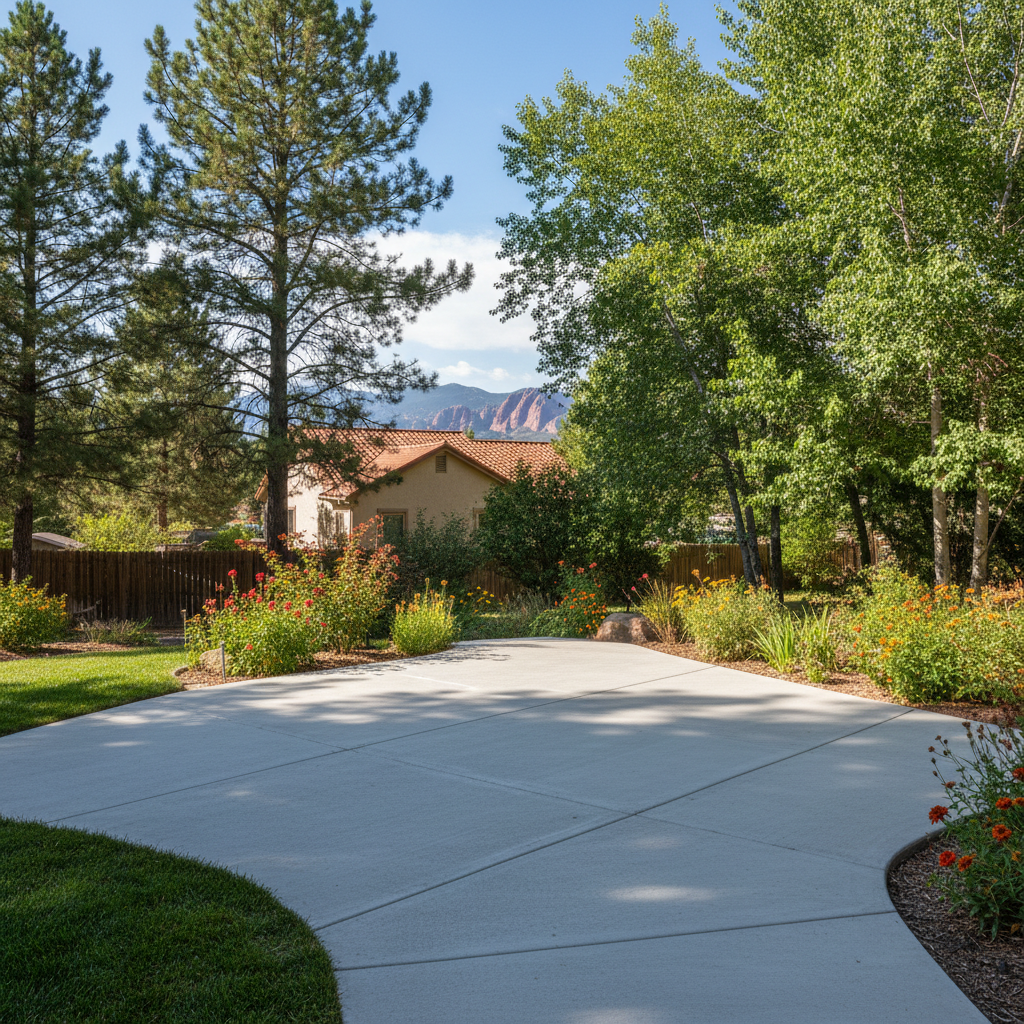 Completed concrete installation work at a residential property in Flagstaff, AZ