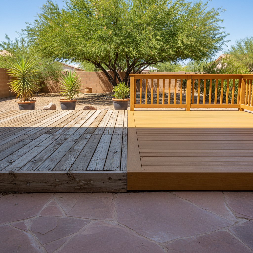 Completed deck repair work at a residential property in Tempe, AZ