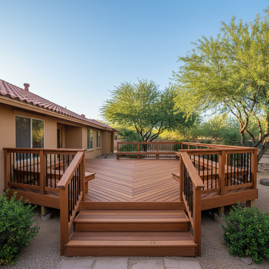 Completed deck construction work at a residential property in Chandler, AZ