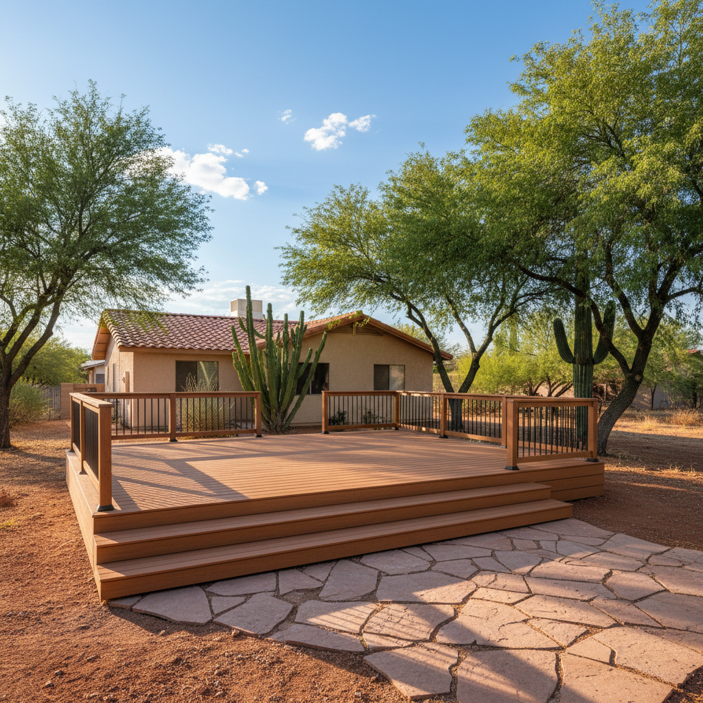 Completed composite decks work at a residential property in Apache Junction, AZ