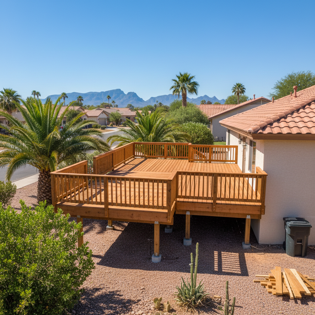 Completed deck repair work at a residential property in Apache Junction, AZ
