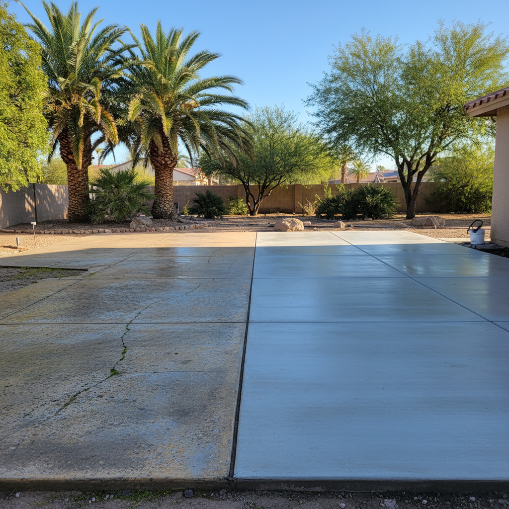 Completed concrete flatwork work at a residential property in Bullhead City, AZ