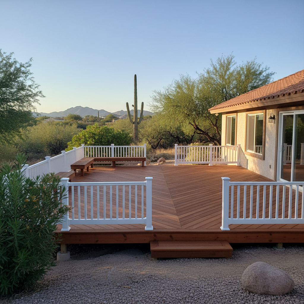 Completed wooden decks work at a residential property in Coolidge, AZ