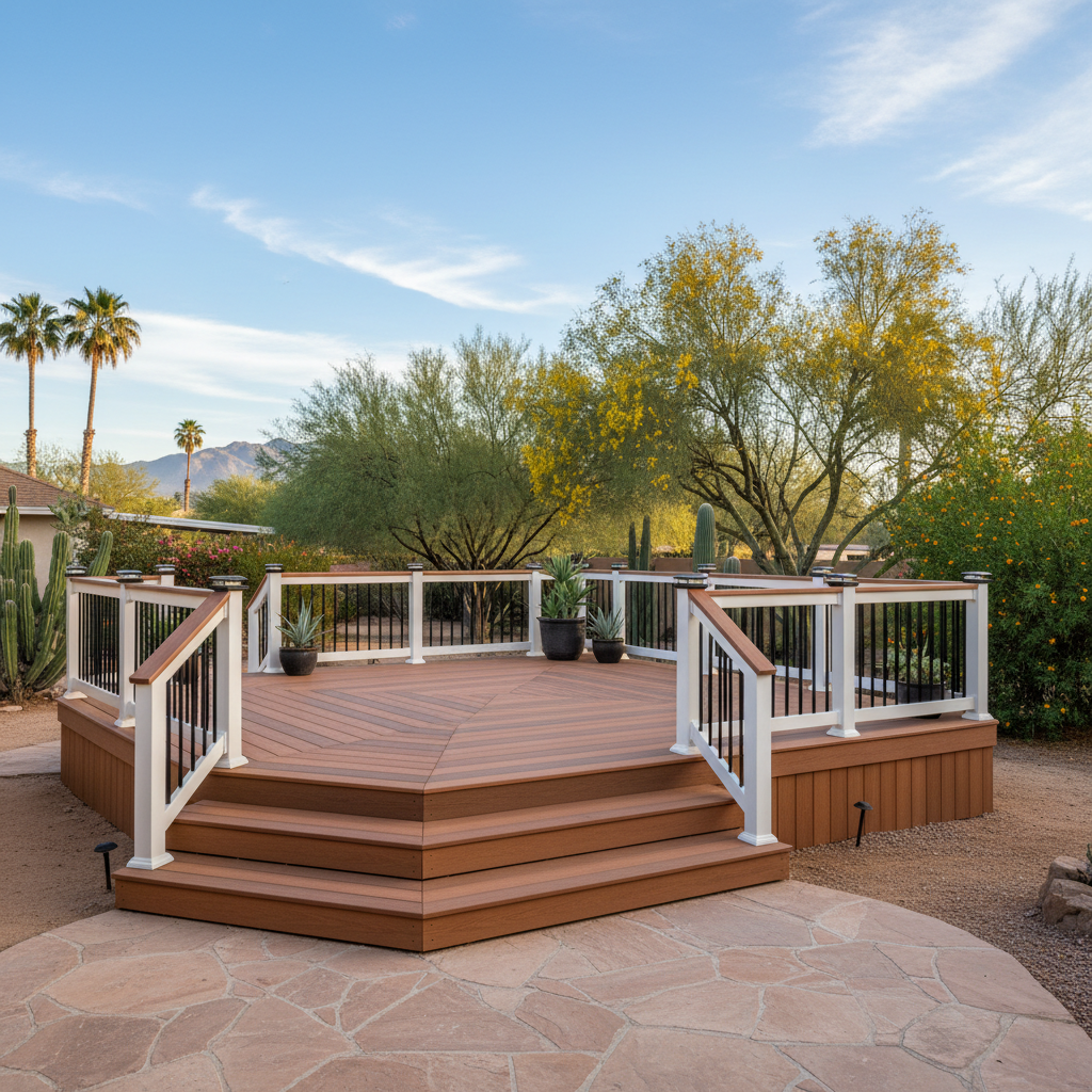 Completed composite decks work at a residential property in Chandler, AZ