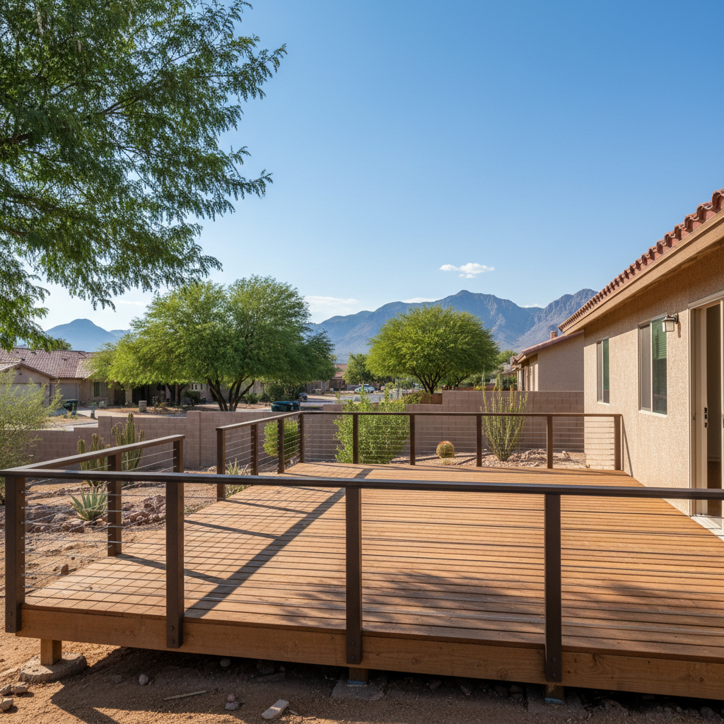 Completed deck railing installation work at a residential property in Apache Junction, AZ