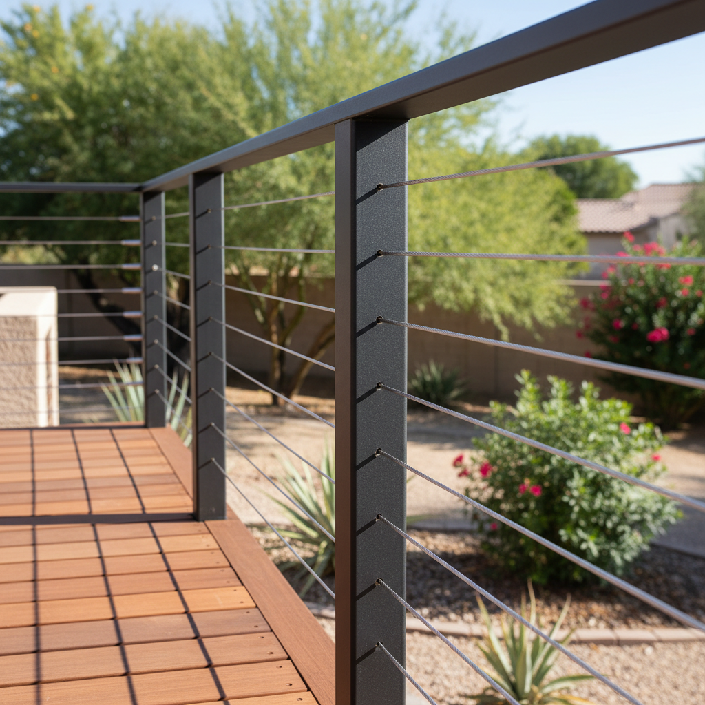 Completed deck railing installation work at a residential property in Chandler, AZ